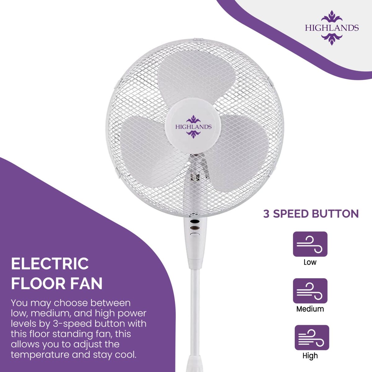 16 Inch Stand Fan With Cross Base