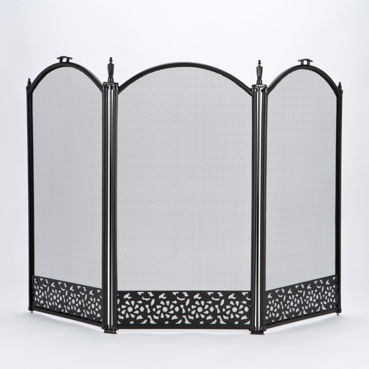 wholesale 3 Panel Black Firescreen With Filigree