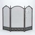 wholesale 3 Panel Black Firescreen With Filigree