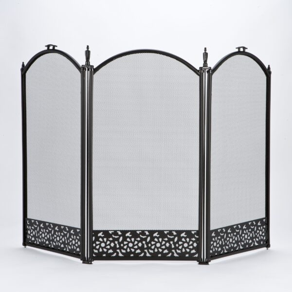 wholesale 3 Panel Black Firescreen With Filigree