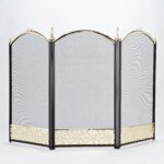 wholesale 3 Panel Black/Brass Screen With Filigree