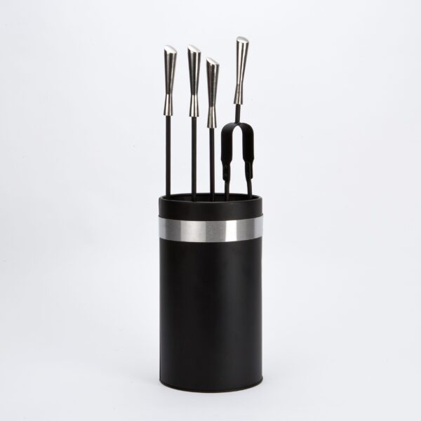 wholesale Black / Pewter Finish 5 Piece Companion Set