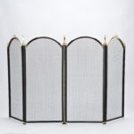 wholesale 4 Panel Black And Brass Fire screen