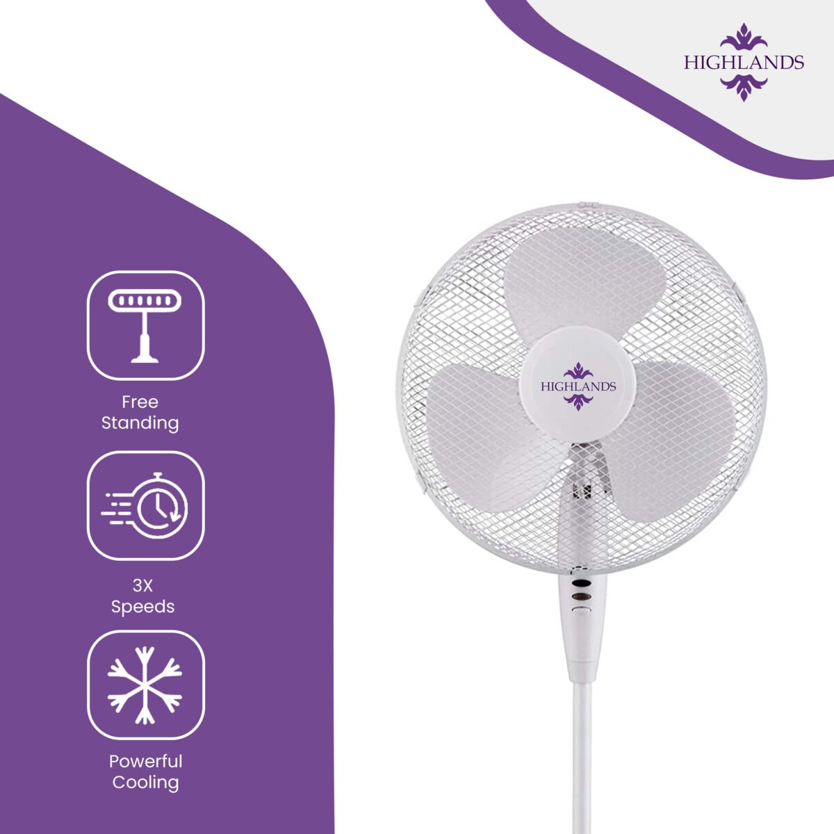 16 Inch Stand Fan With Cross Base