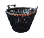 wholesale Circular Dark Wicker Basket + Chrome Handles