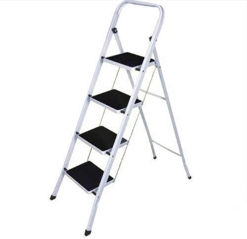 white step ladder with black non slip steps