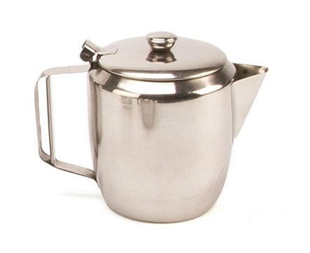 silver teapot on a white background